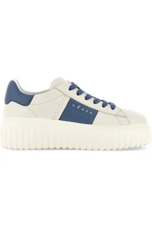 Hogan Sko, Dame, Hvid, 39 EU, Læder, Blå H-Stripes Sneakers med Memory Foam