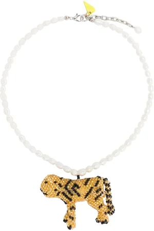 FORTE FORTE Tilbehør, Dame, Hvid, ONE SIZE, Uld, Animalier kort perlekæde