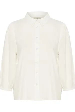 Kaffe Bluser & Skjorter, Dame, Hvid, S, Linned, Kridt Kamilia Linned Skjorte