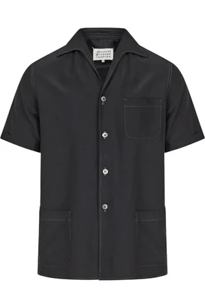 Maison Margiela Skjorte, Herre, Sort, S, Bomuld, Sort Camp Krave Skjorte