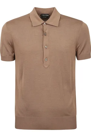 Tom Ford Top, Herre, Brun, M, Kortærmet Polo Strik