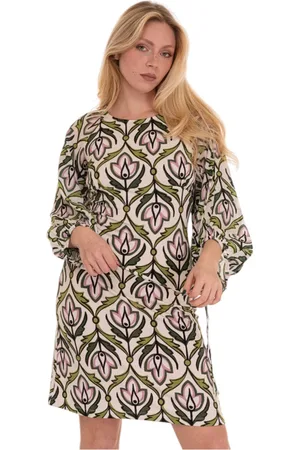 Max Mara Kjole, Dame, Grøn, XL, Blomstret Puffærme Jersey Kjole