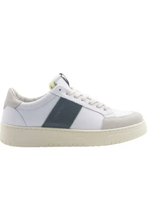 SAINT SNEAKERS Sko, Herre, Hvid, 45 EU, Læder, Hvide Lædersneakers Grøn Stribe