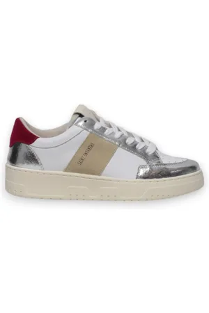SAINT SNEAKERS Sko, Dame, Flerfarvet, 37 EU, Læder, Hvide Sølv Læder Sneakers Trendy Design