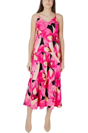 ONLY Kjole, Dame, Flerfarvet, L, Blomstret V-Neck Midi Kjole