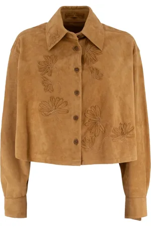 ERMANNO SCERVINO Bluser & Skjorter, Dame, Brun, S, Blomstret applikation langærmet skjorte
