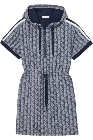 Lacoste Kjole, Dame, Blå, S, Jacquard Monogram Hættedragt