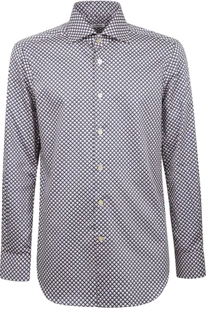 Kiton Skjorte, Herre, Lyserød, M, Bomuld, Regular Fit Mønstret Skjorte med Fransk Krave