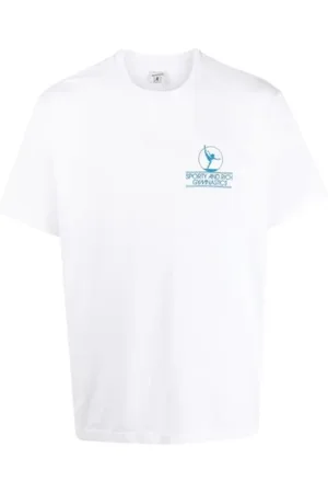 Sporty & Rich Top, Dame, Hvid, M, Hvid Logo Print Crew Neck T-Shirt