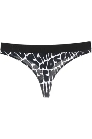 Moschino Undertøj, Dame, Sort, L, Bomuld, Fantasy Print Sort Bomuld Brasiliansk Briefs