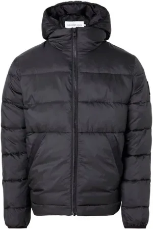 Calvin Klein Jakke, Herre, Sort, L, Uld, Sort Polstret Jakke med Dobbelt Lommer