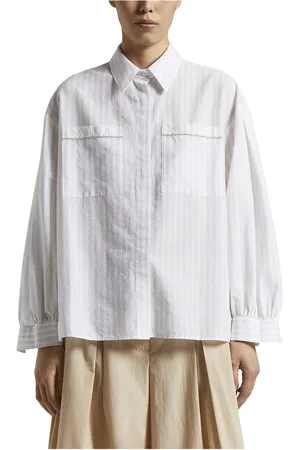 PESERICO SIGN Bluser & Skjorter, Dame, Hvid, 2XS, Bomuld, Stribet bomuldsmuslin skjorte