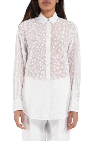 Pinko Bluser & Skjorter, Dame, Hvid, XS/S, Bomuld, Chad model skjorte med plettet motiv