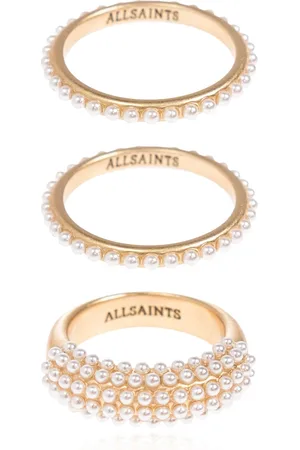 AllSaints Tilbehør, Dame, Gul, S, Tyl, Sæt af tre ringe