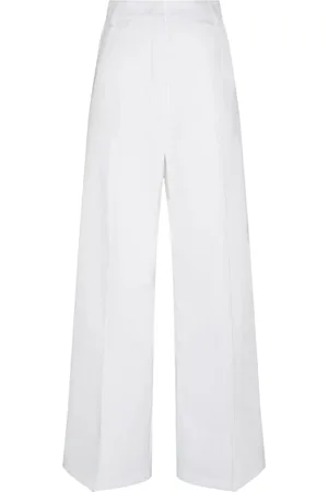 Sportmax Bukser, Dame, Hvid, XS, Bomuld, Hvide Oversized Vaskede Bukser