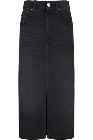 Isabel Marant Nederdel, Dame, Sort, 2XS, Denim, Sort Denim Midi Nederdel med Slids