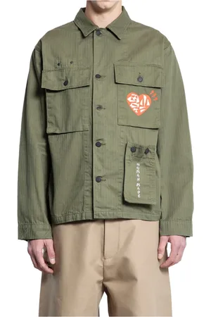 HUMAN MADE Jakke, Herre, Grøn, XL, Bomuld, Militærskjorte med grafiske logoer