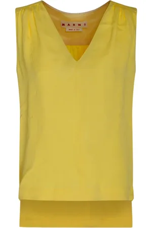 Marni Top, Dame, Gul, 2XS, Uld, Citron Jacquard Rynket Top
