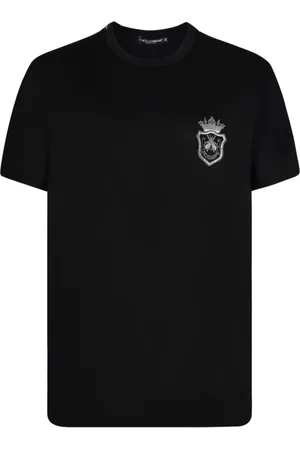 Dolce & Gabbana Top, Herre, Sort, 3XL, Bomuld, Sort T-shirt med Heraldisk Våbenskjold