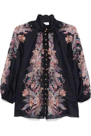 ZIMMERMANN Bluser & Skjorter, Dame, Flerfarvet, M, Uld, Navy Blue Paisley Print Skjorte