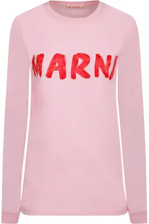 Marni Top, Dame, Lyserød, 3XS, Bomuld, Logo Print T-Shirt