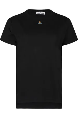 Vivienne Westwood Top, Dame, Sort, L, Bomuld, Sort Logo Broderi T-Shirt