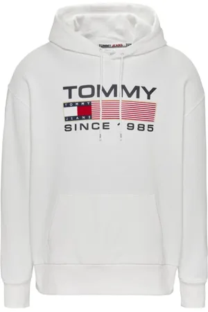 Tommy Hilfiger Sweathshirts & Hoodies, Herre, Hvid, L, Bomuld, Bomuldshættetrøje med Hvidt Logo