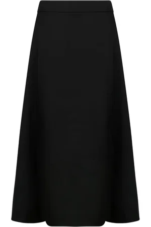 Jil Sander Nederdel, Dame, Sort, S, Uld, Sort Uld Midi Nederdel
