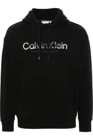 Calvin Klein Sweathshirts & Hoodies, Herre, Sort, M, Bomuld, Logo Hoodie Sort Frakke