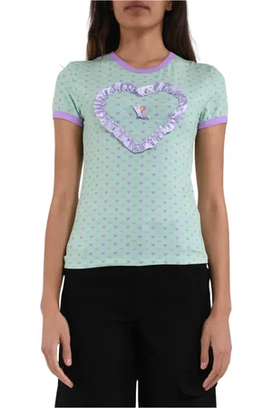 GCDS Top, Dame, Grøn, L, Bomuld, Polly Pocket All Over Print T-shirt