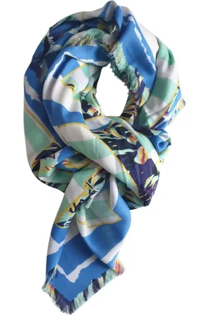 Kenzo Tilbehør, Dame, Blå, ONE SIZE, Bomuld, Blå Modal Bomuld Silke Pashmina Sjal