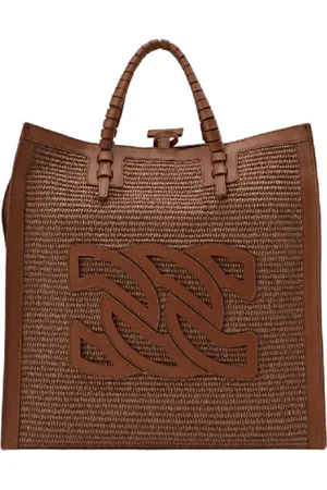 Casadei Taske, Dame, Brun, ONE SIZE, Uld, Rafia Mini Tote taske med C-Chain