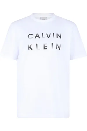 Calvin Klein Top, Herre, Hvid, L, Bomuld, Hvid Logo Print T-shirt