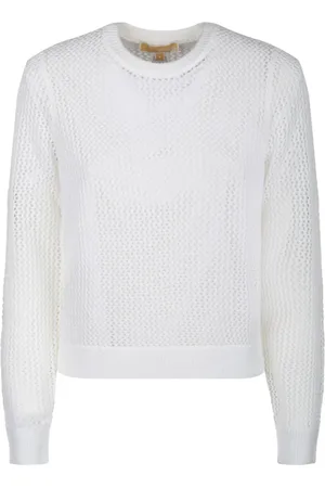 Michael Kors Strik, Dame, Hvid, M, Hvid Mesh Garn Pullover Sweater