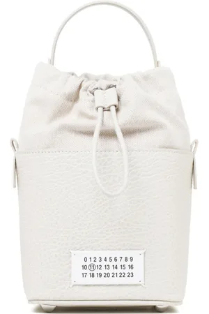 Maison Margiela Taske, Dame, Hvid, ONE SIZE, Læder, Kornet Læder Spandtaske med Kæde