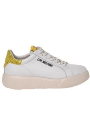 Moschino Sko, Dame, Hvid, 38 EU, Glitter Hæl Snøresko