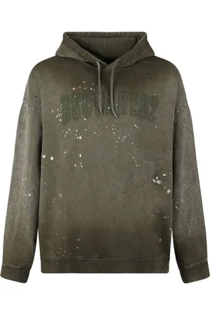 Dsquared2 Sweathshirts & Hoodies, Herre, Grøn, 2XL, Bomuld, Logo Print Hoodie i Fir