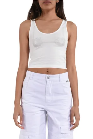 GCDS Top, Dame, Hvid, S, Bomuld, Trykt Jersey Top med Hello Kitty