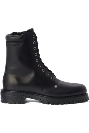 OFF-WHITE Sko, Herre, Sort, 43 EU, Sorte Combat Lace Up Ankelstøvler