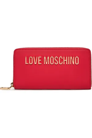 Moschino Tilbehør, Dame, Rød, ONE SIZE, Rød Pung med Metal Logo Plakette