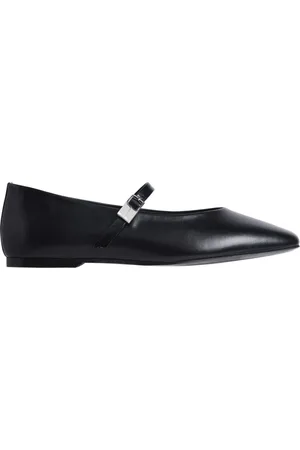 Calvin Klein Sko, Dame, Sort, 40 EU, Læder, Sort Ballerina Spænde Sko Kvinder