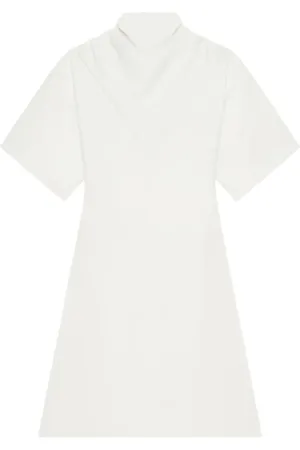 Courrèges Kjole, Dame, Hvid, XS, Hvid Tørklæde Kjole, Korte Ærmer, A-linje