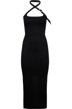 The Attico Kjole, Dame, Sort, 2XS, Sort Midi Kjole med Halter Hals