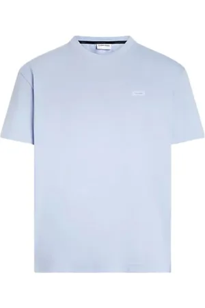 Calvin Klein Top, Herre, Blå, M, Bomuld, Lys Blå Logo Plaque T-Shirt