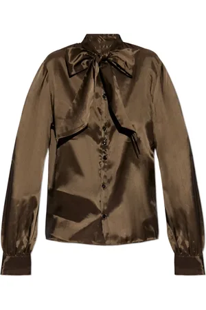 Maison Margiela Bluser & Skjorter, Dame, Brun, XS, Twist Bow Skjorte