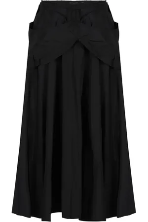 Maison Margiela Nederdel, Dame, Sort, XS, Polyester, Sort Taffetà Midi Nederdel med Bue