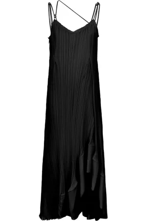Lanvin Kjole, Dame, Sort, S, Stropper Plisseret Lang Sort Kjole