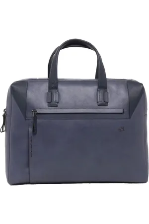 Piquadro Taske, Herre, Blå, ONE SIZE, Læder, Blå Læder Laptop Taske med To Håndtag