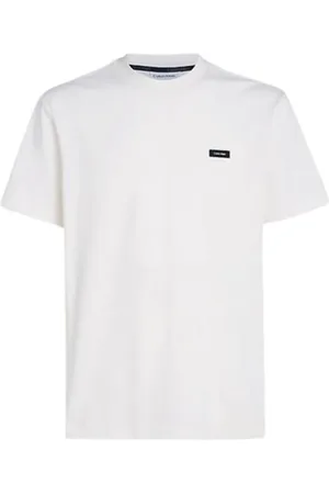 Calvin Klein Top, Herre, Hvid, 2XL, Bomuld, Hvid Logo Patch T-shirt