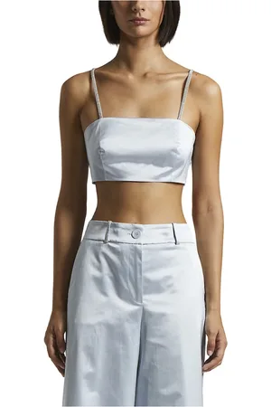 PESERICO SIGN Top, Dame, Blå, M, Satin, Satin bandeau top